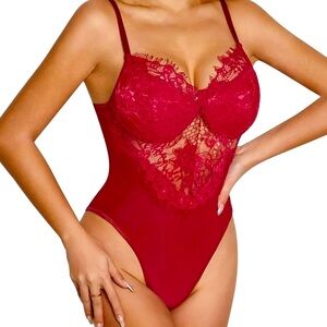Red Laced Bodysuit Lingerie